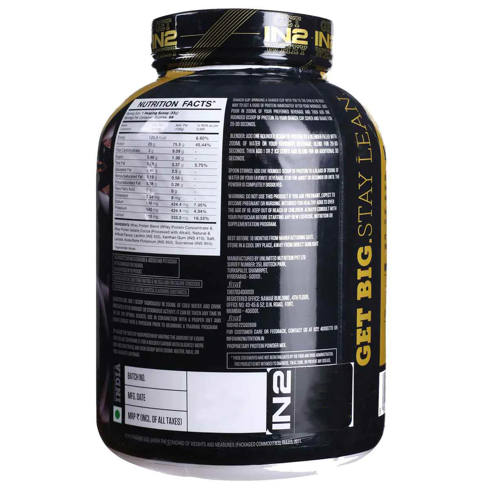 IN2 Whey Protein 1.81Kg with IN2 Preworkout Free