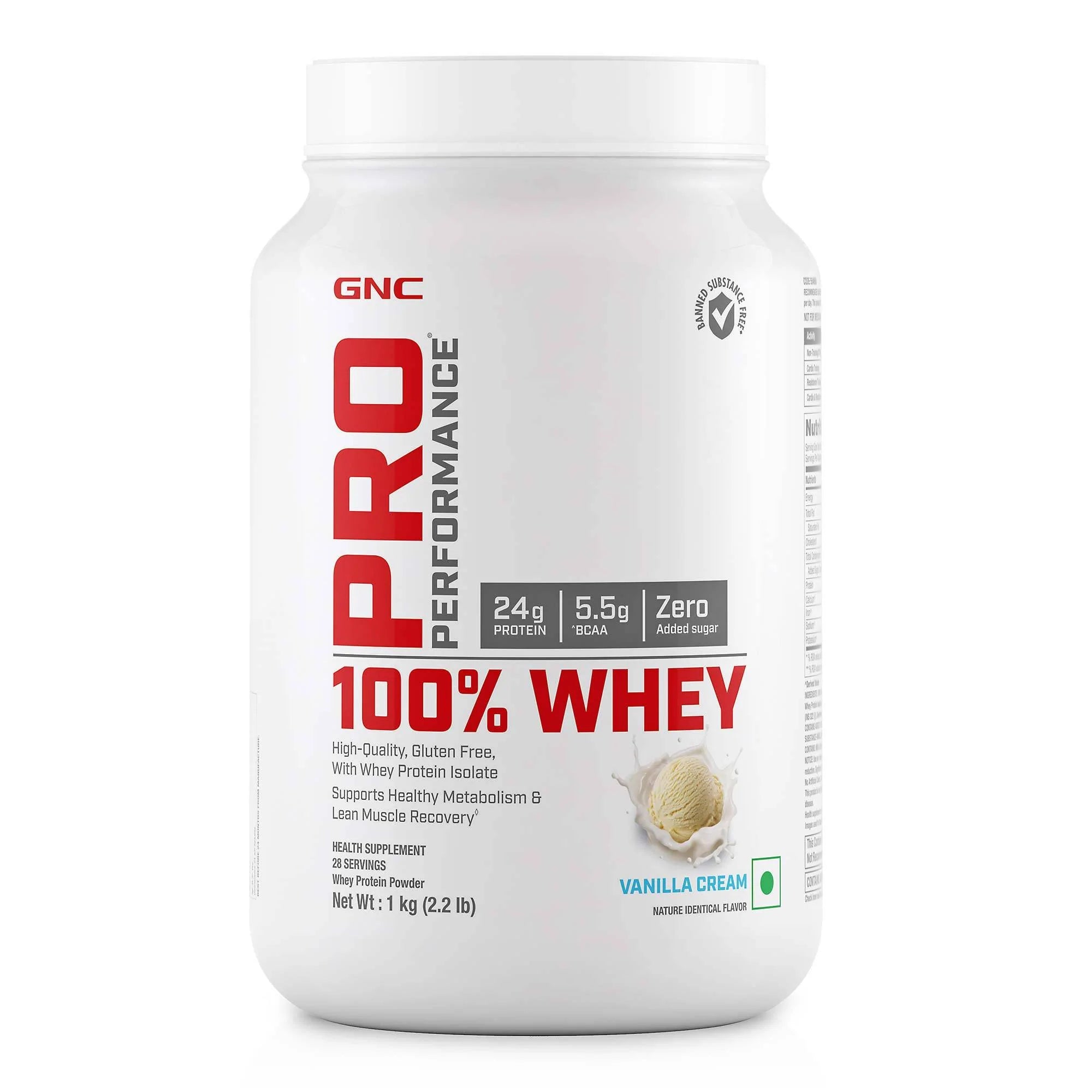 Gnc Pro 100% Whey Protein 1Kg, 2.2lb (30Servings) and Get free calcium plus (60N)