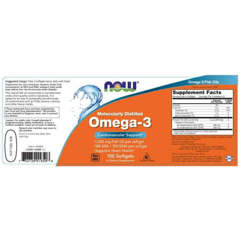 Now Foods Omega-3 Cardiovascular Support 100 Softgels