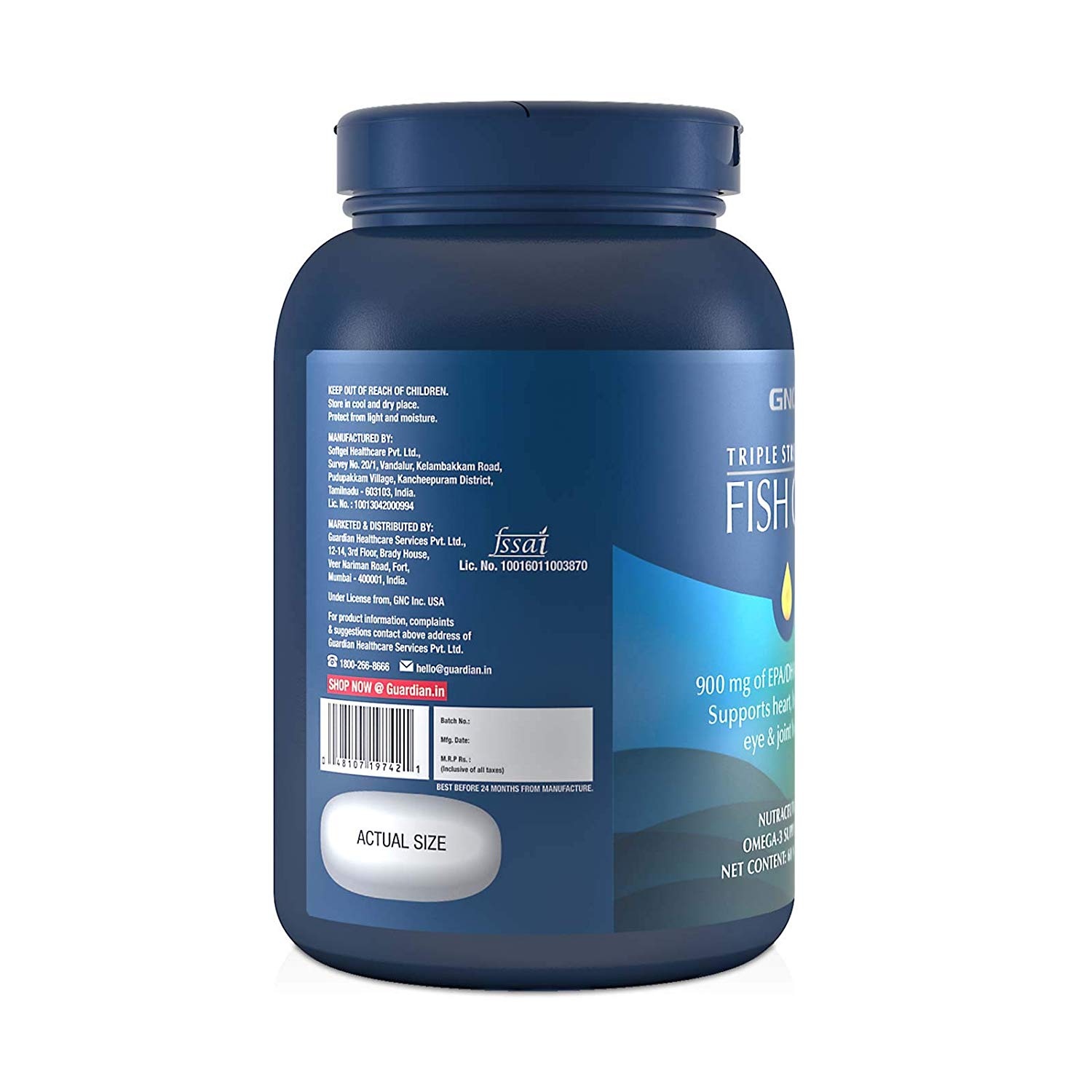GNC Triple Strength Fish Oil 900Mg Omega-3 60 Softgels